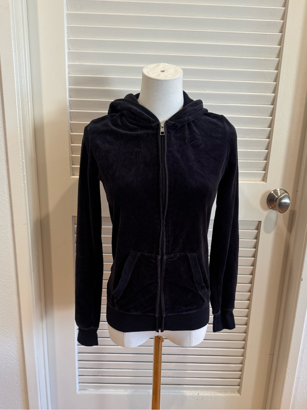 Nike black velour zip up track jacket